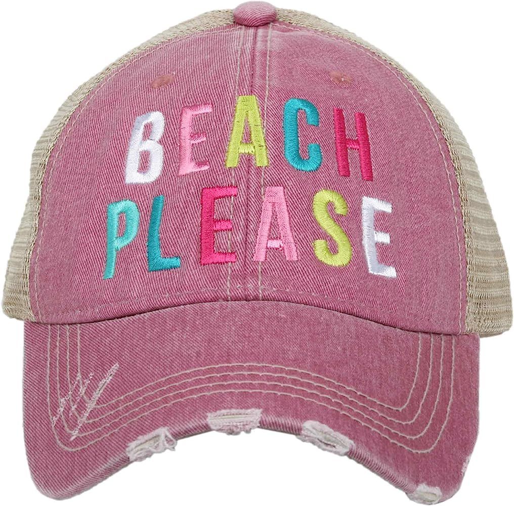 KATYDID Beach Please Women's Colorful Print Distressed Grey Trucker Hat | Amazon (US)