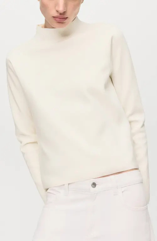 MANGO Mock Neck Sweater in Ecru at Nordstrom, Size Large | Nordstrom
