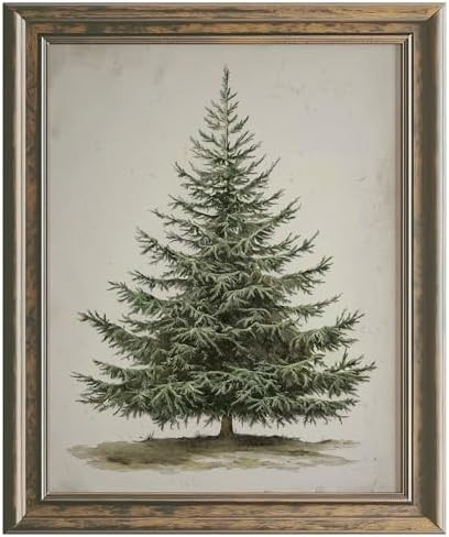 Vintage Christmas Tree, Pine Tree Vintage Print, Holiday Decor, Rustic Winter Tree Print, Botanic... | Amazon (US)