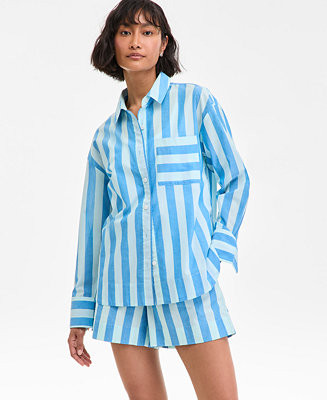 Women's Striped Long-Sleeve Shirt | Macy's