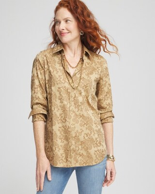 No Iron™ Gold Jacquard Shirt | Chico's