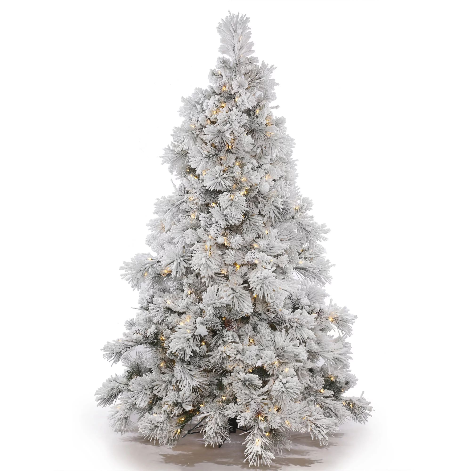 Vickerman Pre-Lit 7.5' Flocked Alberta Artificial Christmas Tree Cone, LED, Warm White Lights - W... | Walmart (US)