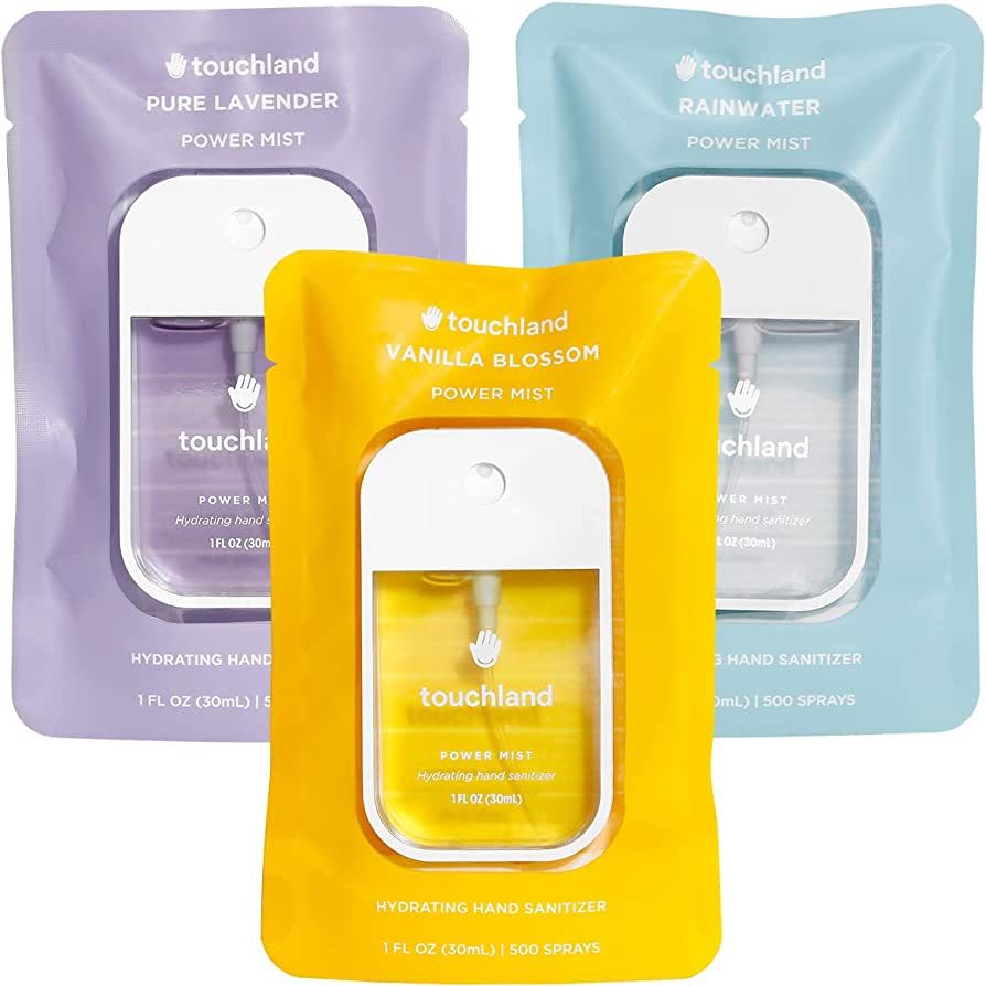Touchland Power Mist Hydrating Hand Sanitizer Spray, BLOSSOM 3-PACK (Lavender, Vanilla, Rainwater), 500-Sprays each, 1FL OZ (Set of 3) | Amazon (US)