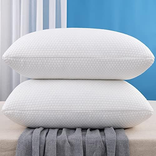 Amazon.com: Standard Pillows Molblly Shredded Memory Foam Cooling Bed Pillows Set of 2 Pack Stand... | Amazon (US)