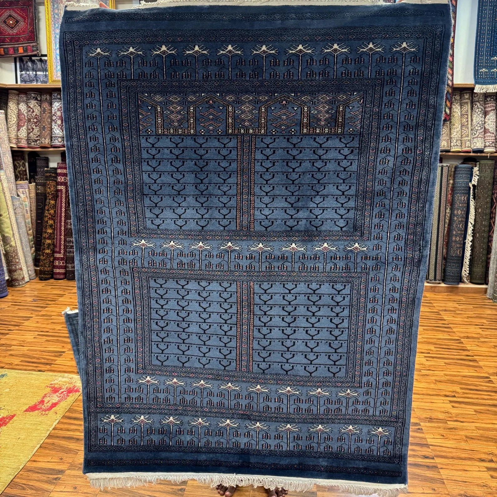 Hand Knotted Wool Rug: Modern Blue Embossed Livingroom Decor - Etsy | Etsy (US)