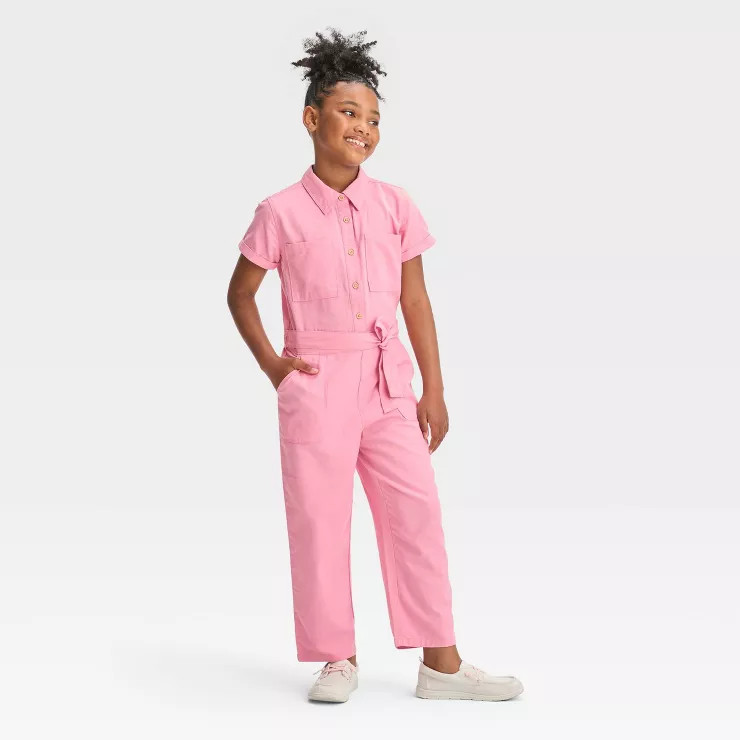 Girls' Short Sleeve Woven Jumpsuit - Cat & Jack™ | Target