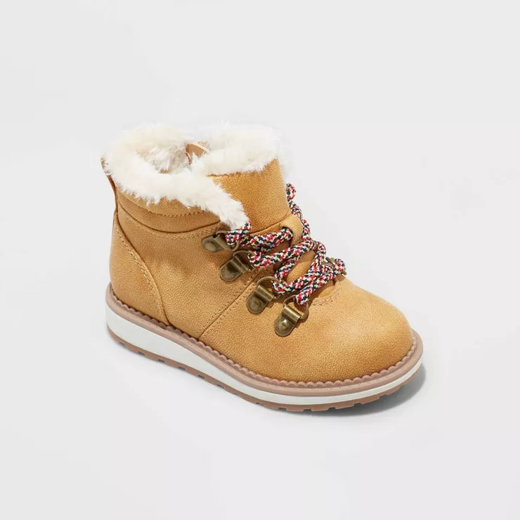 Toddler Boys' Reed Zipper Slip-On Combat Boots - Cat & Jack™ Cognac | Target