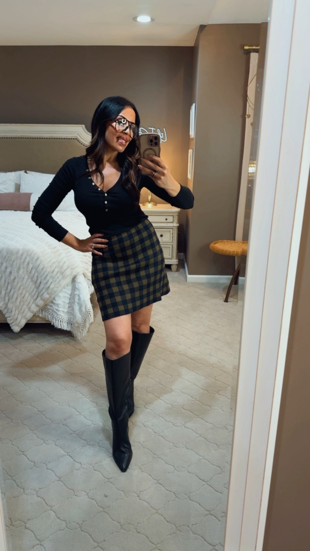 Seriously, this skirt is so comfy! It has a slight a-line that makes it so flattering! I paired it with my new fave pair of tall boots-the calf is wider and gives them a cool look. And speaking of my favorite…I may have worn this adorable henley shirt twice in the past few days! It’s so perfect and goes with everything! Ok, grab it all while there’s stock in every size. K, bye!
#walmartstyle #falloutfit #fashionover50

#LTKOver40 #LTKFindsUnder50 #LTKStyleTip