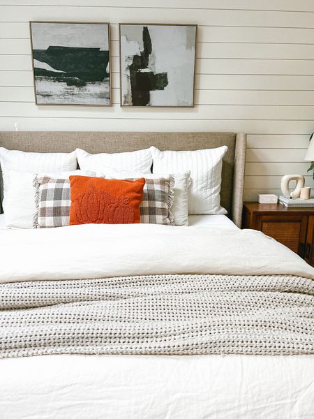 Fall bedding update today! I love the pop of festive color paired with these neutrals and I love a fresh clean set of Boll and Branch sheets!

#LTKhome #LTKSeasonal #LTKSale