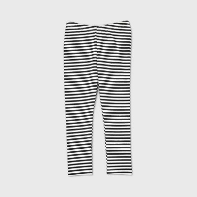 Toddler Girls' Striped Ankle Length Leggings - Cat & Jack™ Black/White | Target