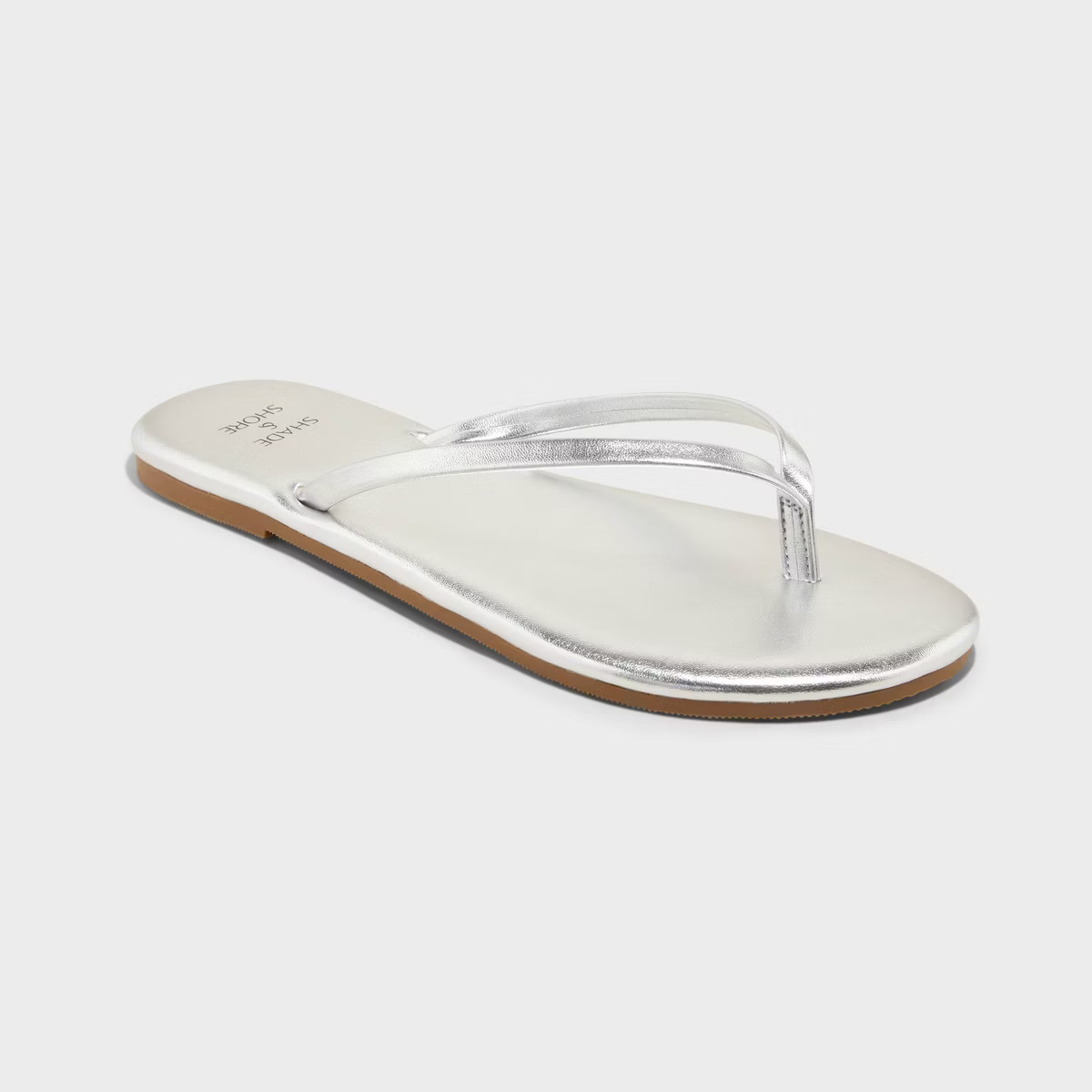 Women's Cali Flip Flop Sandals - Shade & Shore™ Silver 12: Slip On, Open Toe, Textured Outsole | Target