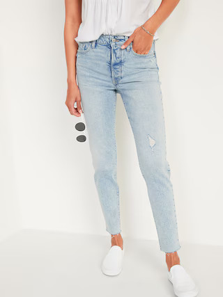 High-Waisted O.G. Straight Button-Fly Cut-Off Jeans for Women | Old Navy (US)