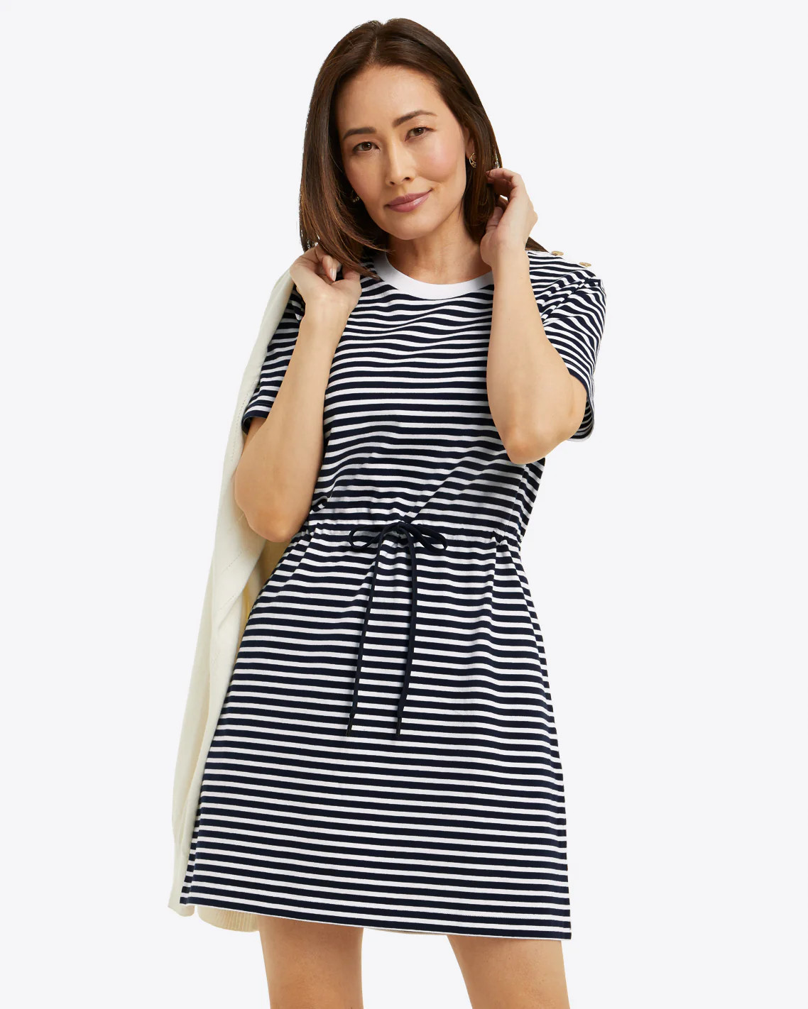 Tie Waist T-Shirt Dress in Nautical Stripe | Draper James (US)