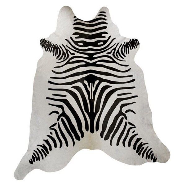 Zebra Print White Leather Hide Area Rug (Brazil) | Bed Bath & Beyond