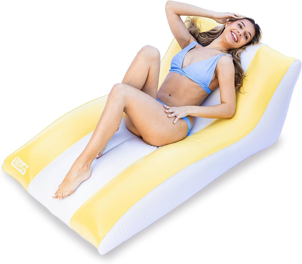 Comfy Floats Giant Inflatable Luxury Chaise Lounger, Chair Pool Float for Adults - White and Yell... | Amazon (US)
