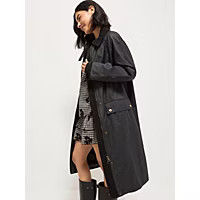 Black Corduroy Collar Wax Effect Longline Jacket | George at ASDA