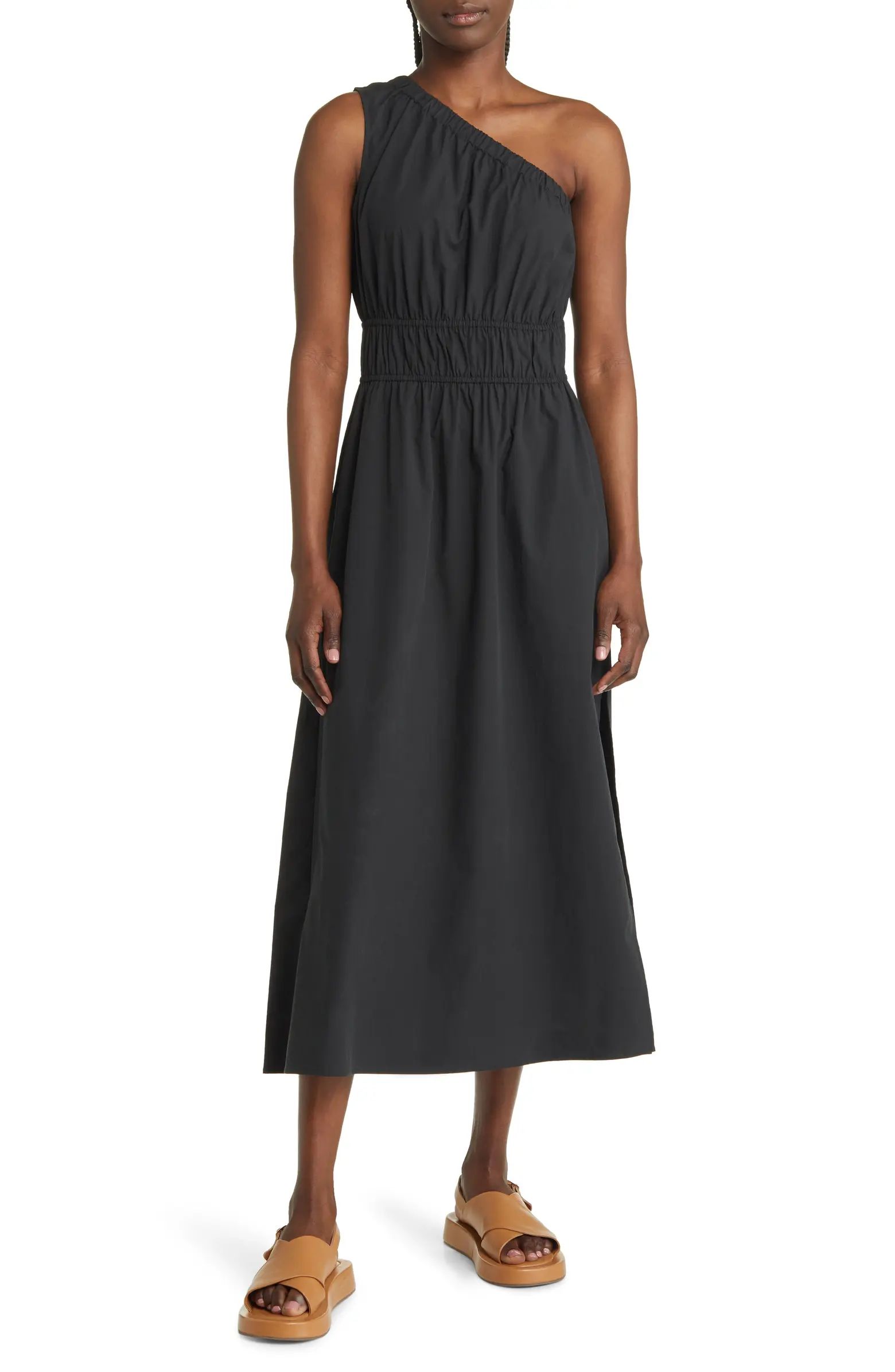 Selani One-Shoulder Cotton Poplin Dress | Nordstrom