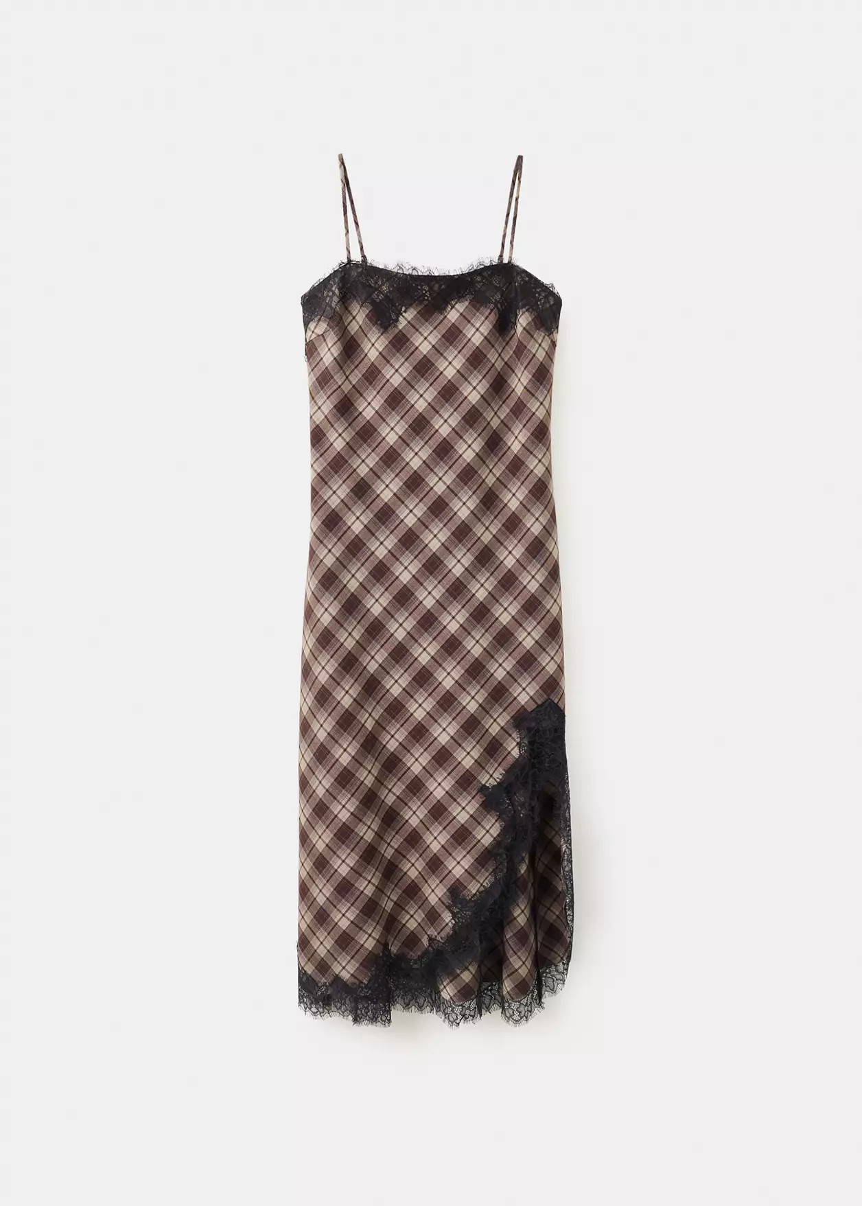 Checked dress with lace details | MANGO (UK)