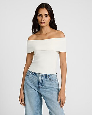 Off The Shoulder Short Sleeve Sweater | Express