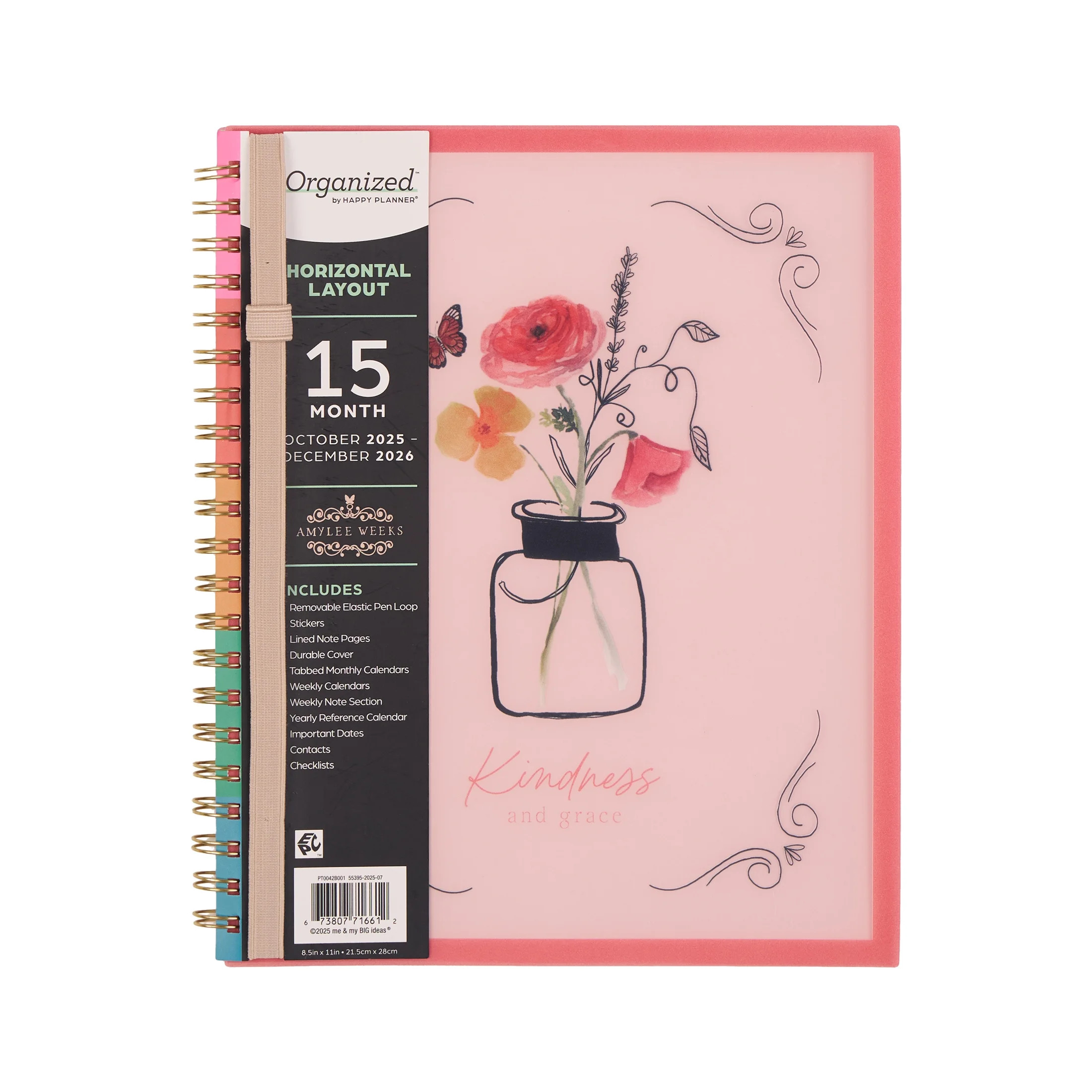 Organized by Happy Planner Monthly Weekly Big Planner (8.5" x 11") Kindness & Grace, 15-Month Oct... | Walmart (US)