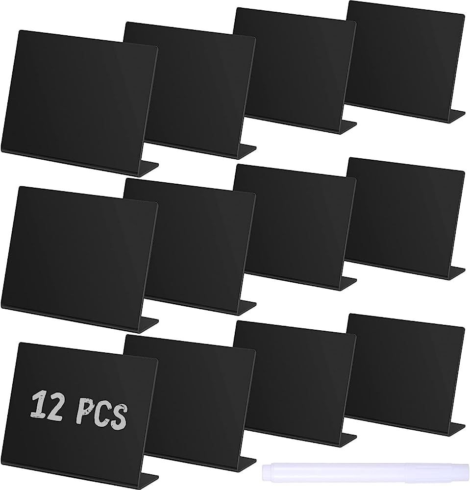 Outus 12 Pieces Mini Chalkboard Table Tent Sign Chalkboard Buffet Tags Chalkboard Food Label Sign... | Amazon (US)