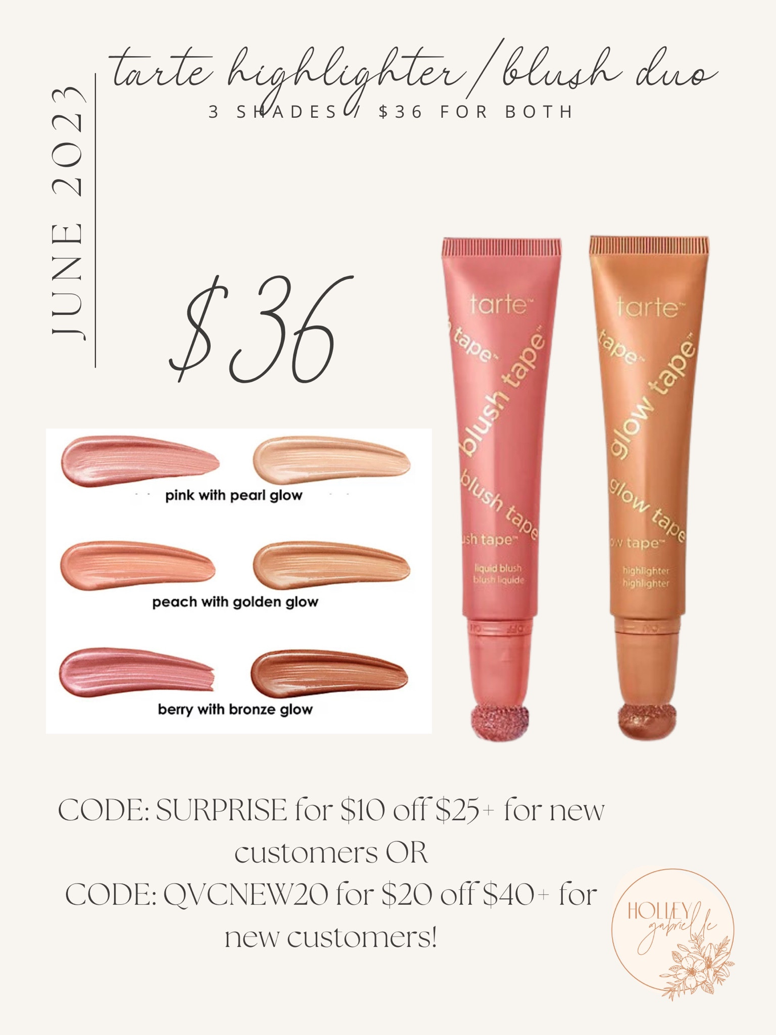 Solid deal going on today for the newer @tartecosmetics Glow Tape Highlighter & Liquid Blush duo on @QVC🤩✨$36 for both products + code SURPRISE- $10 off orders of $20+ QVCNEW20 - $20 off orders of $40+ for new customers! ✌🏼

#makeup #sale #ad #LoveQVC

#LTKunder50 #LTKFind #LTKbeauty