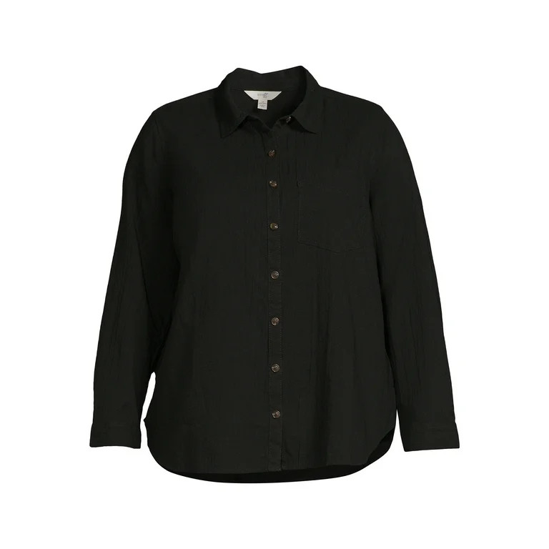 Terra & Sky Women's Plus Size Button Woven Top | Walmart (US)