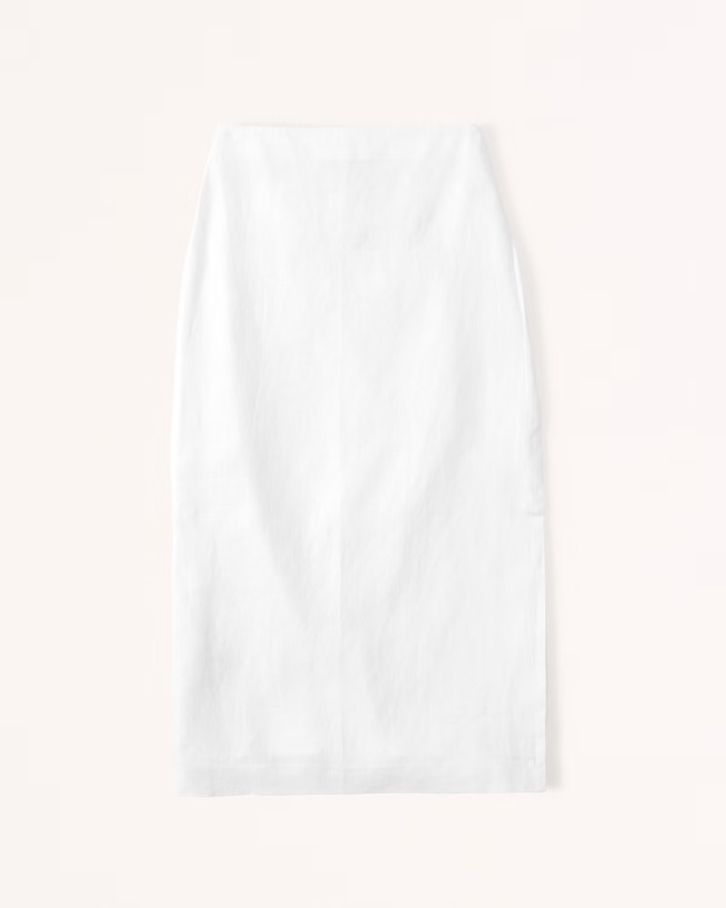 Premium Linen Midi Skirt | Abercrombie & Fitch (US)