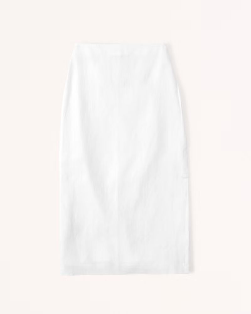 Premium Linen Midi Skirt | Abercrombie & Fitch (US)