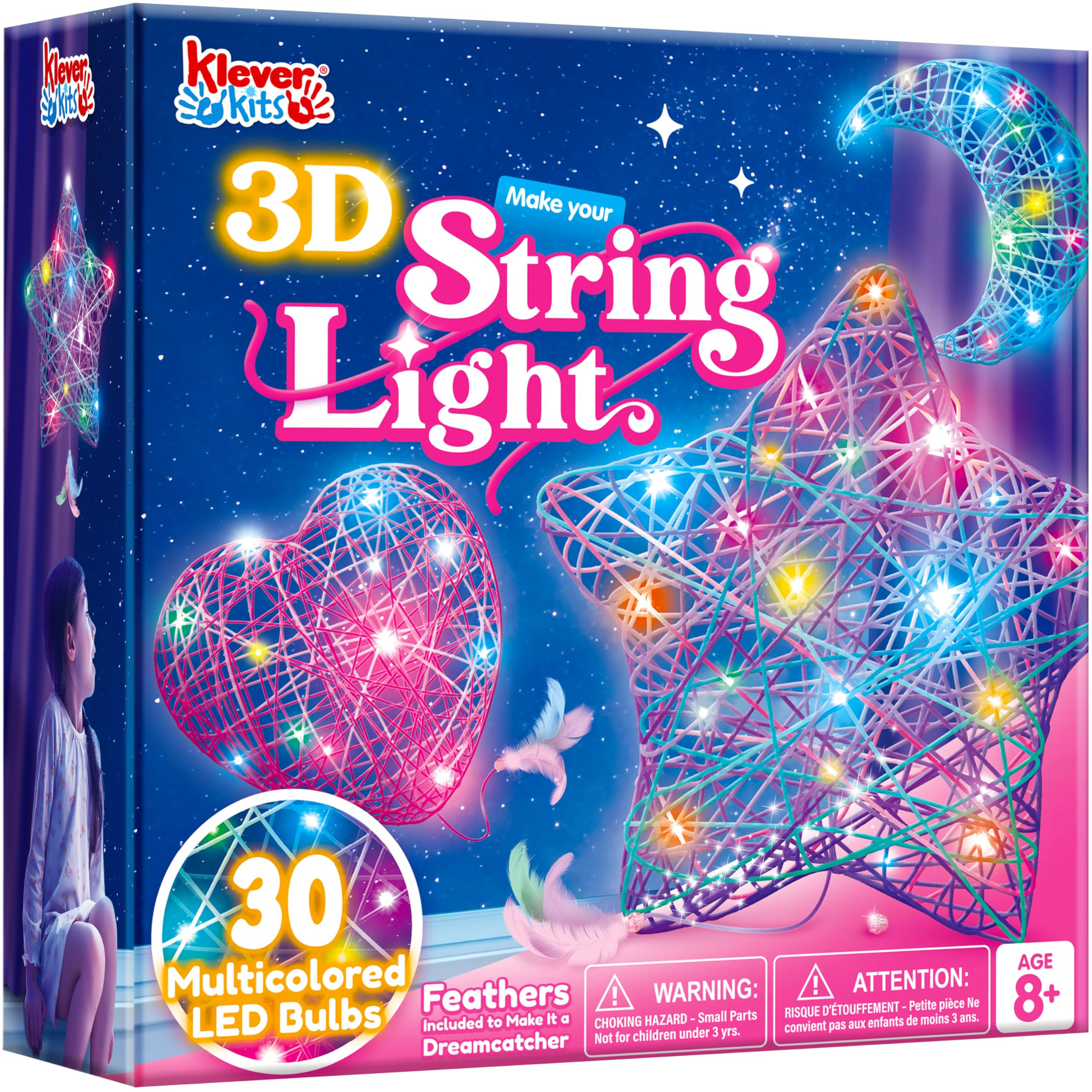 Klever Kits 3D String Art Kit for Kids, Light Up String Light Toy with 30 Multi-Colored LED Bulbs... | Amazon (US)