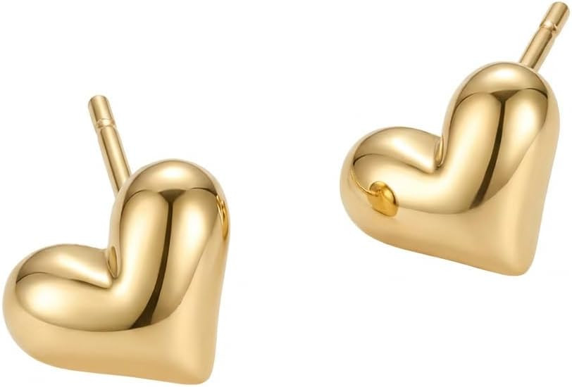Mini Heart Stud Earrings for Women Sustainable 14K Real-Gold-Plated Recycled Brass Hypoallergenic... | Amazon (US)