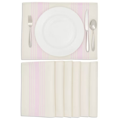 Farmlyn Creek Set of 6 Woven Burlap Placemat for Dining Table, Patio, Pink & Beige Striped, 12 x ... | Target