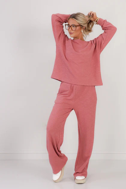Catch Up Winter Rose Wide Leg Pant Set | The Willow Tree
