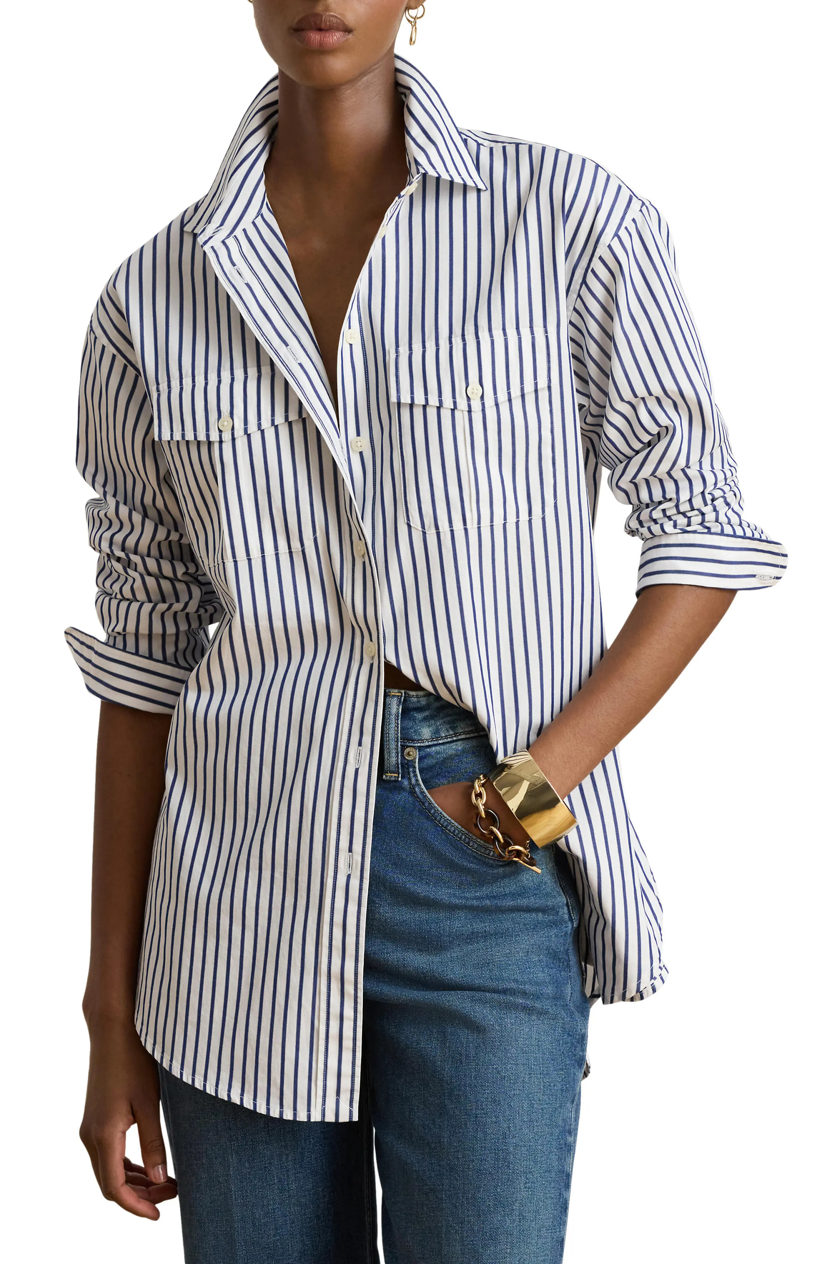 Lauren Ralph Lauren Durrell Cotton Button-Up Shirt (Women) | Nordstrom | Nordstrom