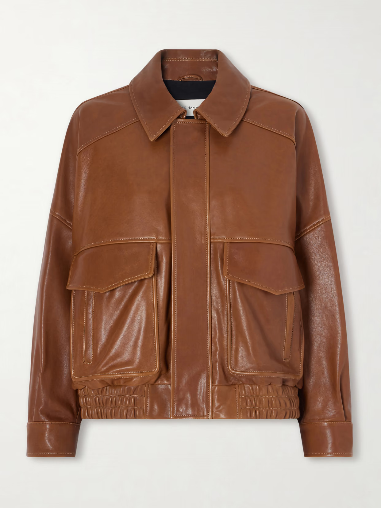 Nour Hammour - Runa Paneled Leather Bomber Jacket - Brown | NET-A-PORTER (UK & EU)