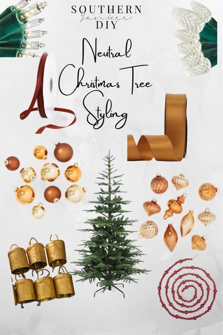 Neutral Glam Christmas Tree Styling: glam Christmas tree, Christmas ornaments, Christmas garland, Christmas tree ribbon, Christmas bells, metal bells, antique bells, wood garland, budget Christmas tree, antique ornaments 

#LTKHoliday #LTKhome #LTKSeasonal