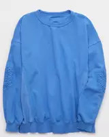 Aerie Keep It Light Crochet Crew Sweatshirt | Aerie