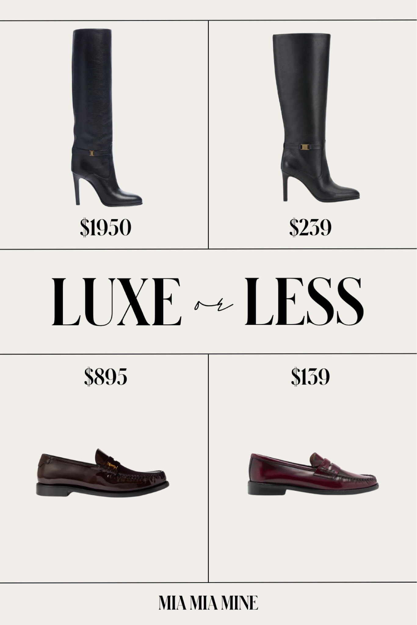 Save or splurge fall accessories
Buckle knee high boots from Saint Laurent 
Vince camuto boots
Saint Laurent loafers vs mango burgundy loafers

#LTKStyleTip #LTKShoeCrush #LTKSeasonal