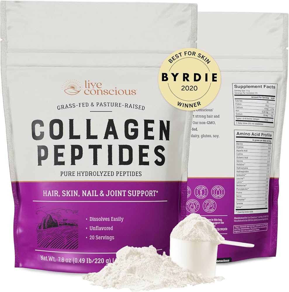 Live Conscious Collagen Peptides Powder - Naturally-Sourced Hydrolyzed Collagen Powder - Hair, Sk... | Amazon (US)