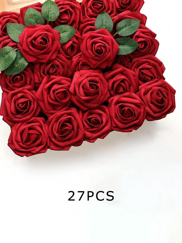 Floroom Artificial Flowers 27pcs Real Looking Dusty Rose  Foam Fake Roses with Stems for DIY Wedd... | SHEIN