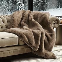 EVERGRACEHOME Faux Chinchilla Fur Throw Blanket 1220GSM Tawny Mink 50"x60" | Amazon (US)