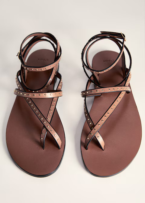 Leather straps sandals -  Women | Mango USA | MANGO (US)