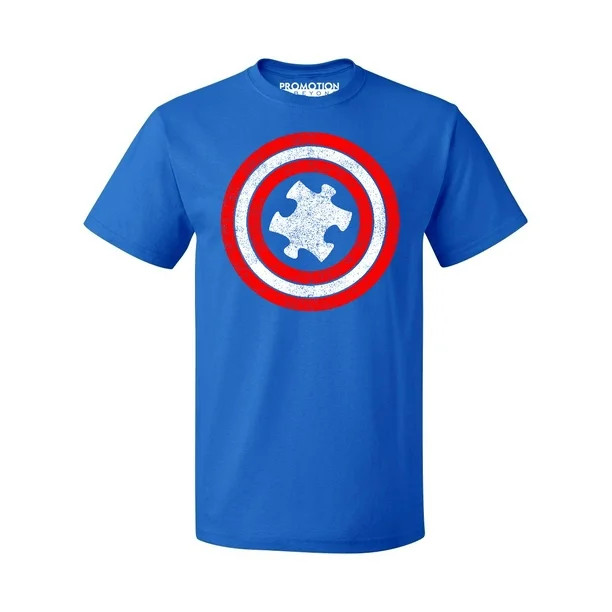 Captain Autism Red and Blue Hero Shield Men's T-shirt, S, Royal | Walmart (US)