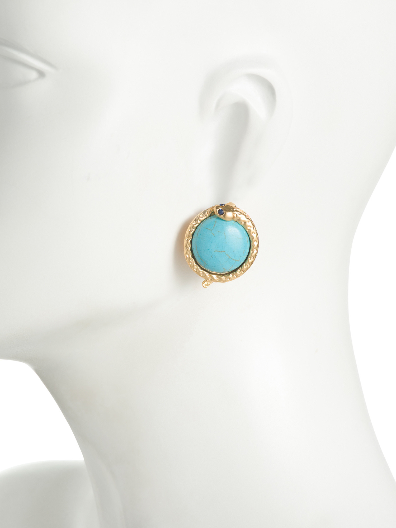 Gold Turquoise Snake Clip On Earrings | TJ Maxx
