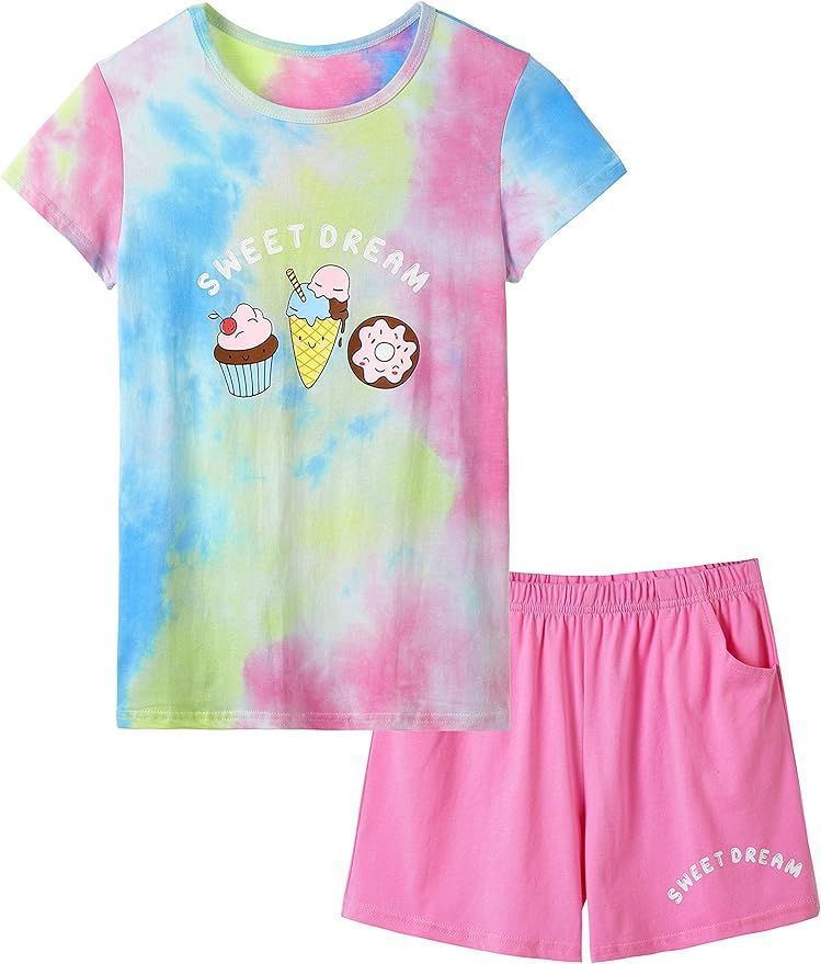 Unicorn Pajamas for Girls 100% Quality Cotton Kids Sleepover Matching PJS Set Summer Tee Shirt Lo... | Amazon (US)