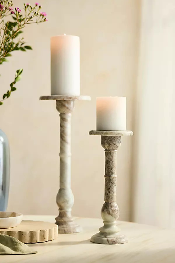 Toronto Marble Pillar Candle Holder, Size: Large at Terrain | Terrain