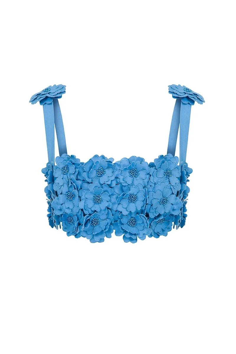 BUTTERCUP BLUE FLORAL TOP | Declara | CULT MIA | CULT MIA UK LTD