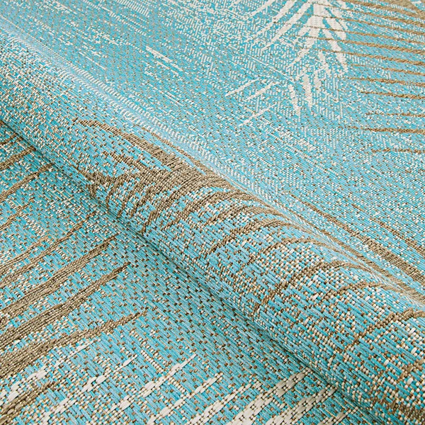 Waddington Floral Palms Aqua Blue Indoor Outdoor Area Rug | Wayfair North America