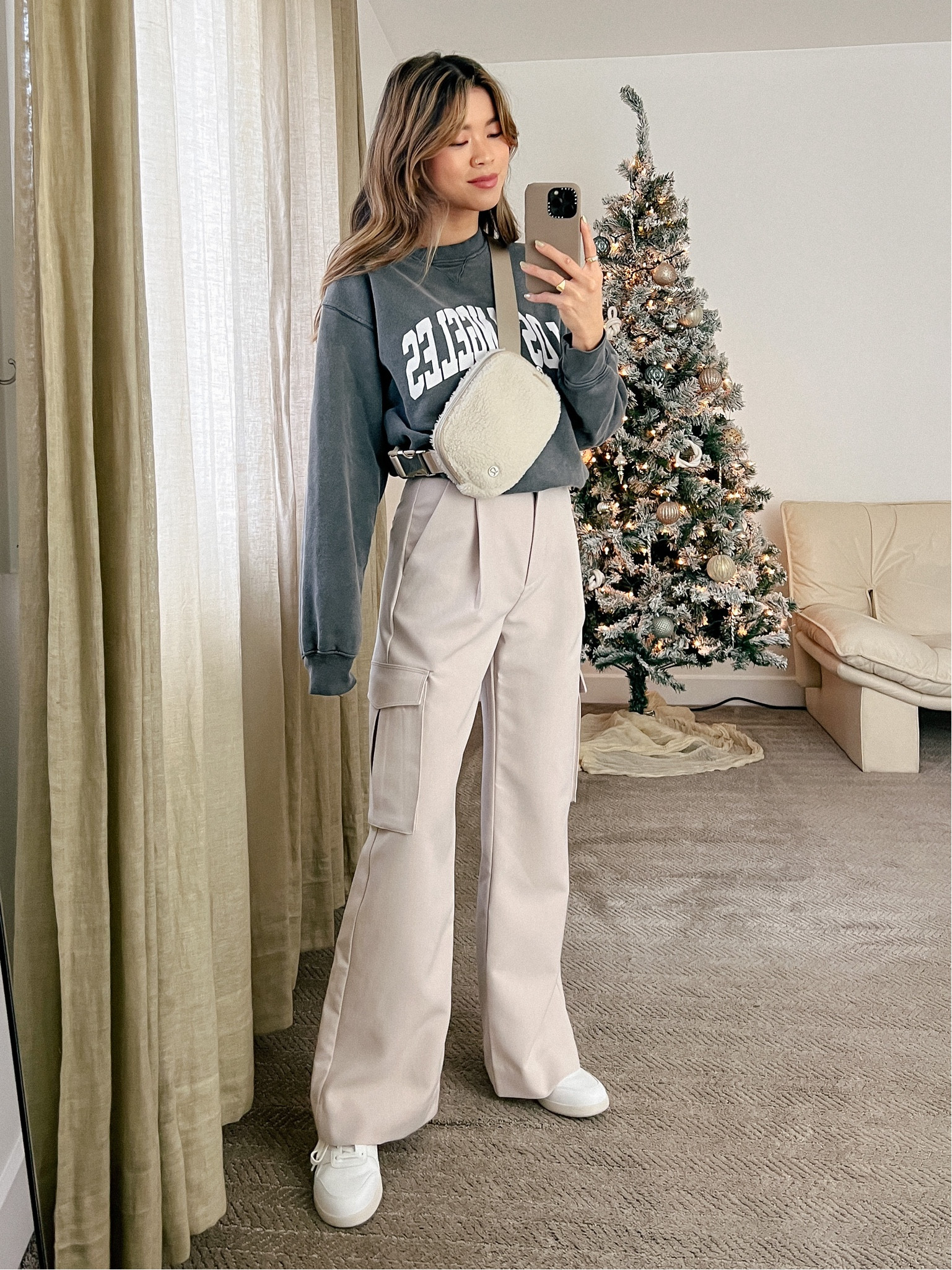 Anine Bing sweatshirt - size small
Abercrombie and Fitch Cargo Trousers - size 24 short
Lululemon Fleece Belt bag
Everlane court sneaker

#LTKsalealert #LTKitbag #LTKSeasonal