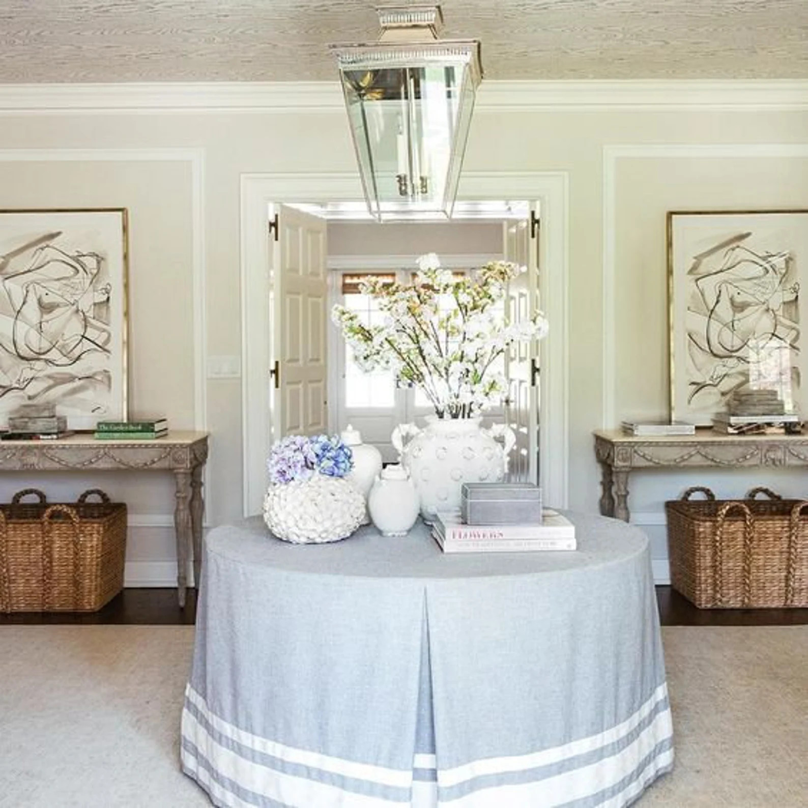 Linen Designer Pleated Table Skirt Baby Blue Tablecloth With | Etsy | Etsy (US)